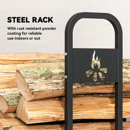 Steel Firewood Log Rack, 300 kg Indoor Outdoor Fireplace Log Holder