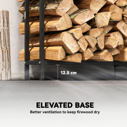 Steel Firewood Log Rack, 300 kg Indoor Outdoor Fireplace Log Holder