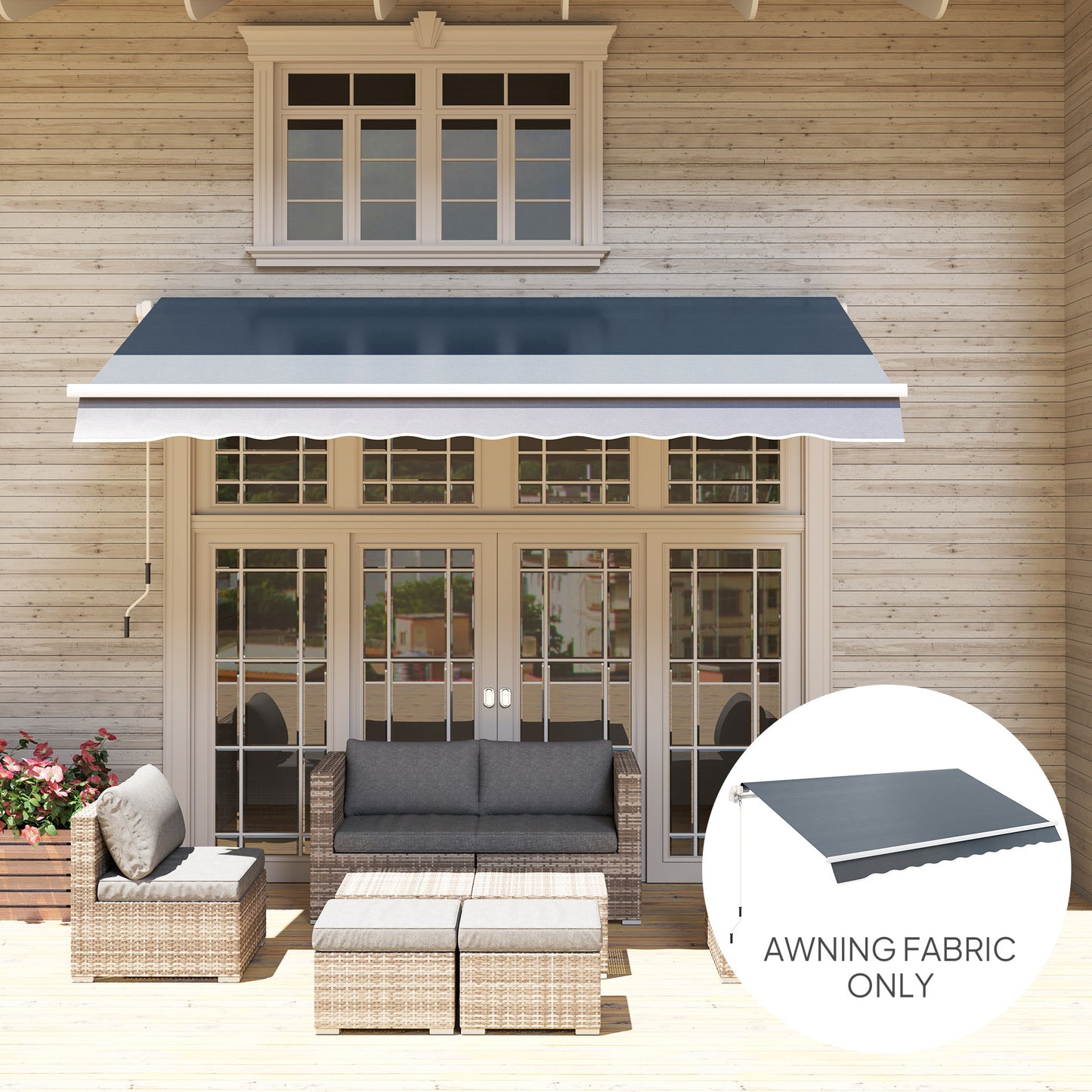 Replacement Canopy for 3 x 2.5 m Awning (Fabric Only), Grey