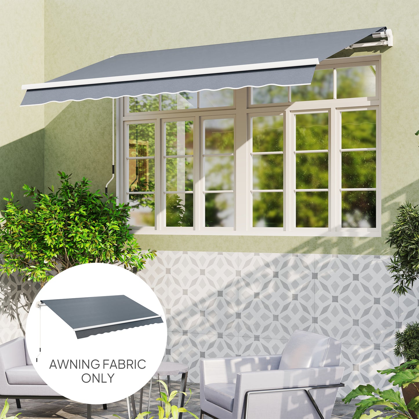Replacement Canopy for 3 x 2.5 m Awning (Fabric Only), Grey