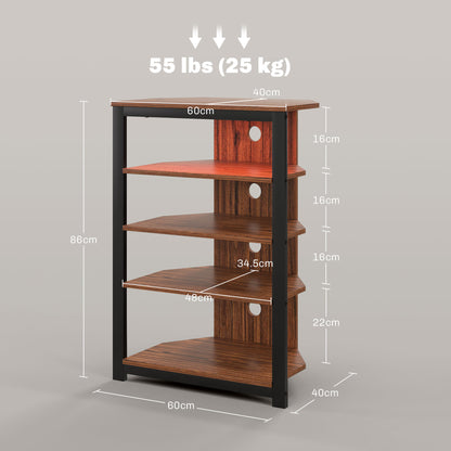 TV Stand with Lights, 4-Tier Storage Shelves for TVs up to 29"