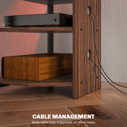 TV Stand with Lights, 4-Tier Storage Shelves for TVs up to 29"