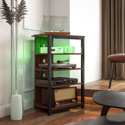 TV Stand with Lights, 4-Tier Storage Shelves for TVs up to 29"