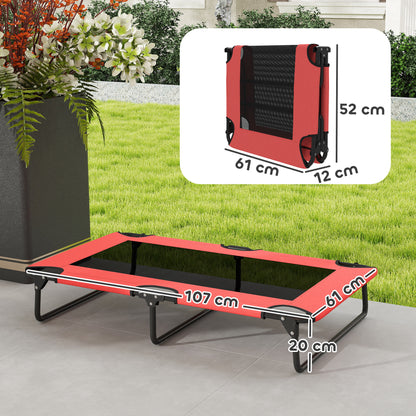 Raised Dog Bed with Breathable Mesh for Large Dogs, Red