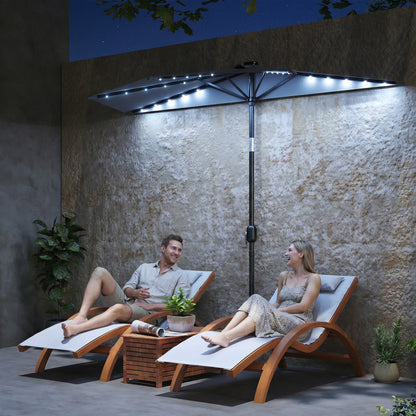 2.6 m Half Parasol with Solar Lights, UPF50+ Semi Round Umbrella