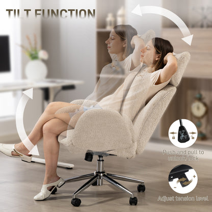Office Chair with Adjustable Headrest, Comfy Desk Chair, Pale Grey