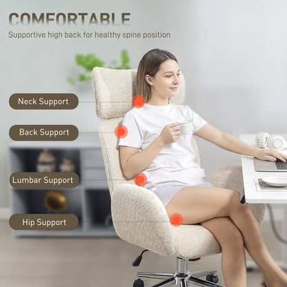 Office Chair with Adjustable Headrest, Comfy Desk Chair, Pale Grey