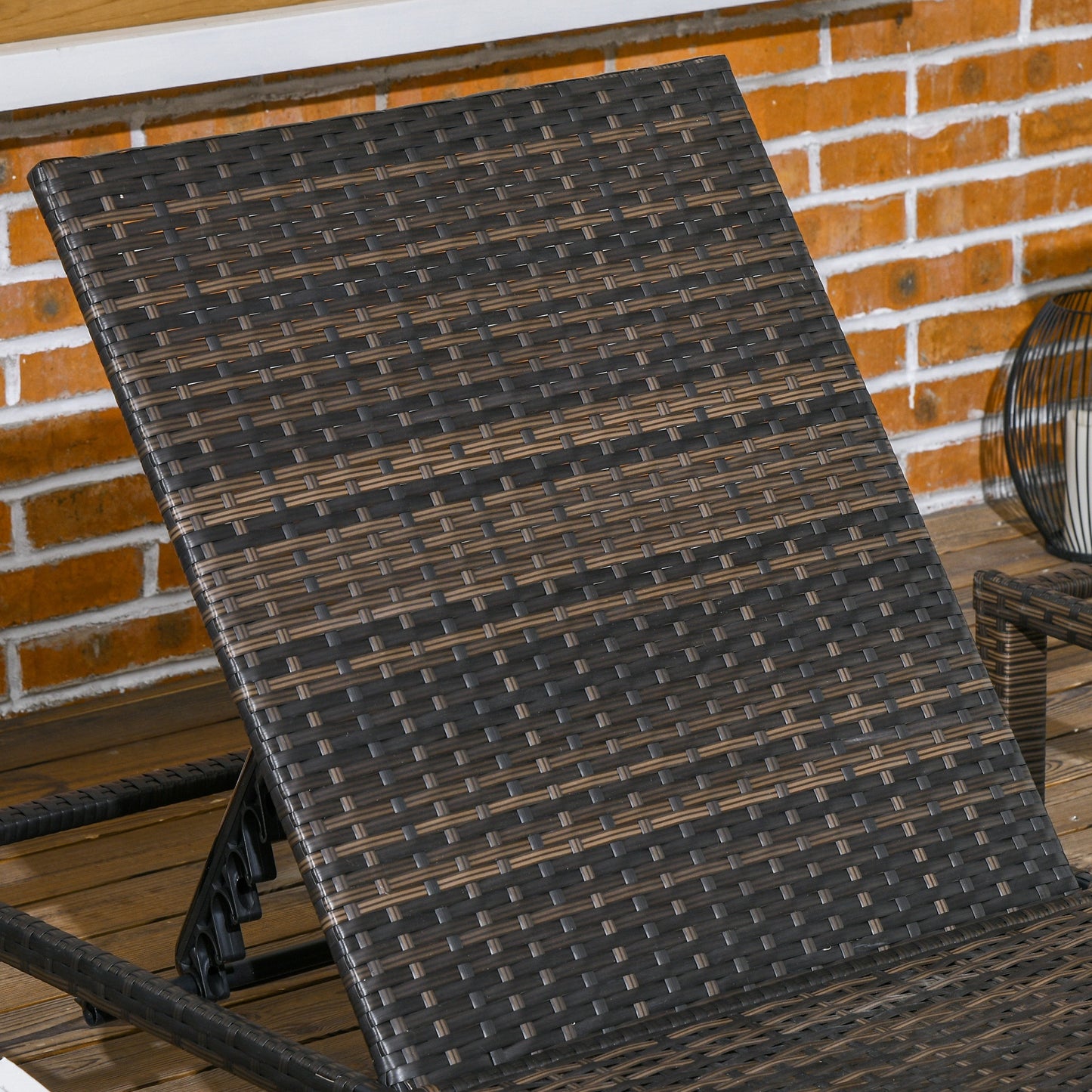 2 Pieces Rattan Sun Loungers w/ Padded Cushion for Poolside Cream White