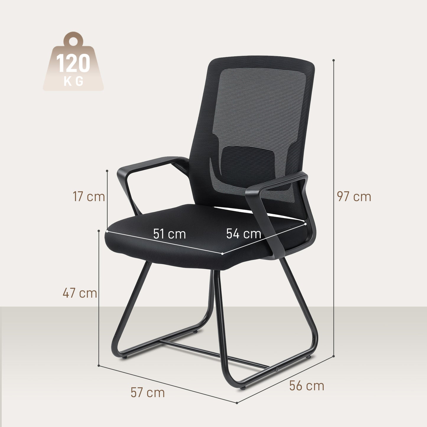Desk Chair No Wheels, Meeting Chair with Mesh Back for Waiting Room