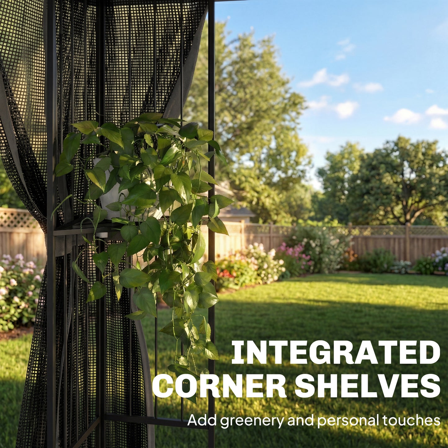 3 x 3 m Garden Gazebo with Shelves, UPF50+ Permanent Gazebo