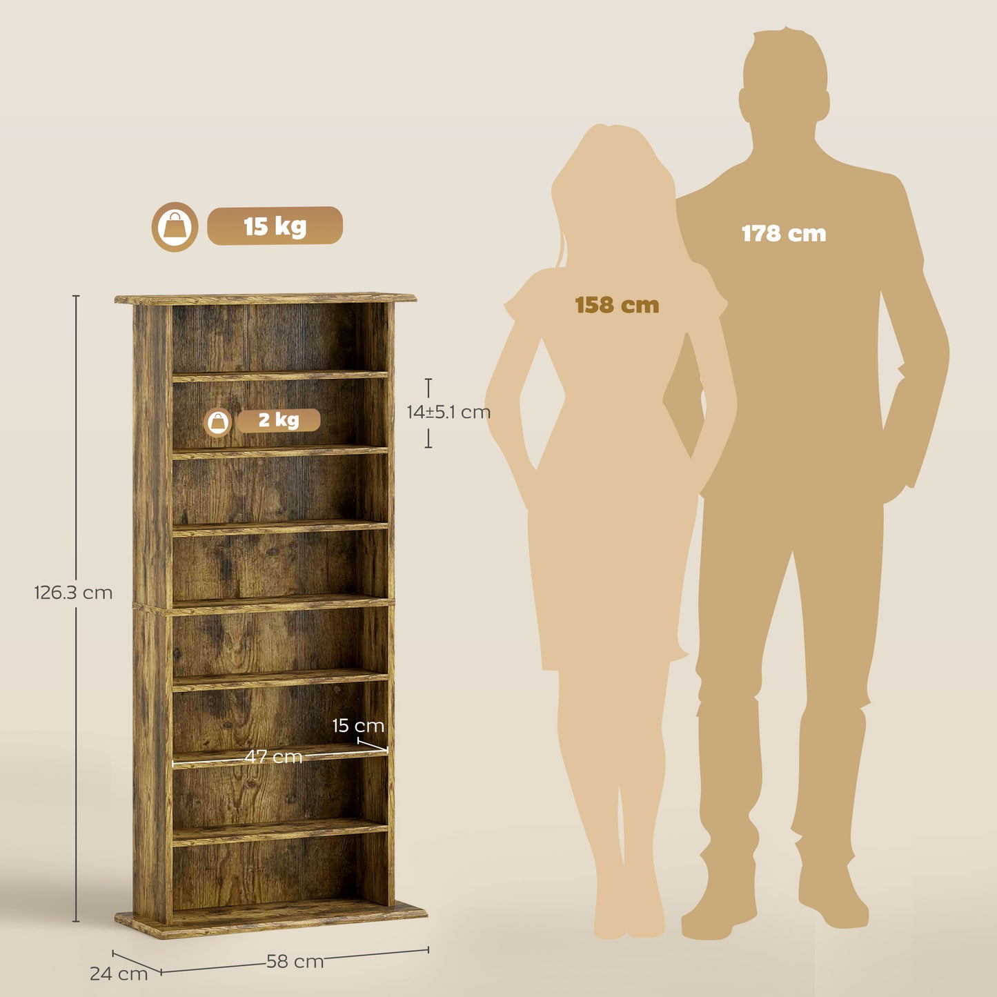 CD Storage Unit DVD Tower Blu-ray Storage Shelf for Living Room Brown