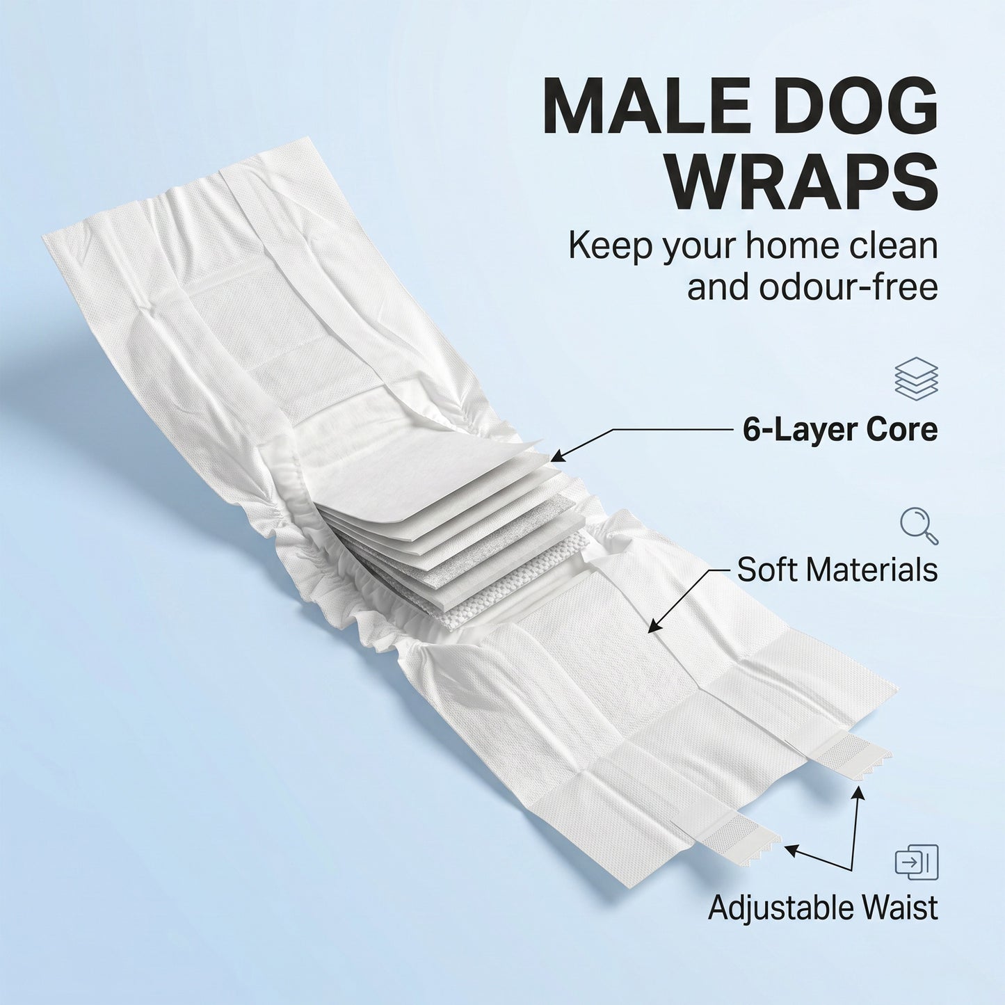 Disposable Dog Diapers Male, 48 Count Absorbent Dog Nappies, Puppy Sanitary Wraps Panties for Incontinence or Excitable Urination and Training, S, 30-48 cm