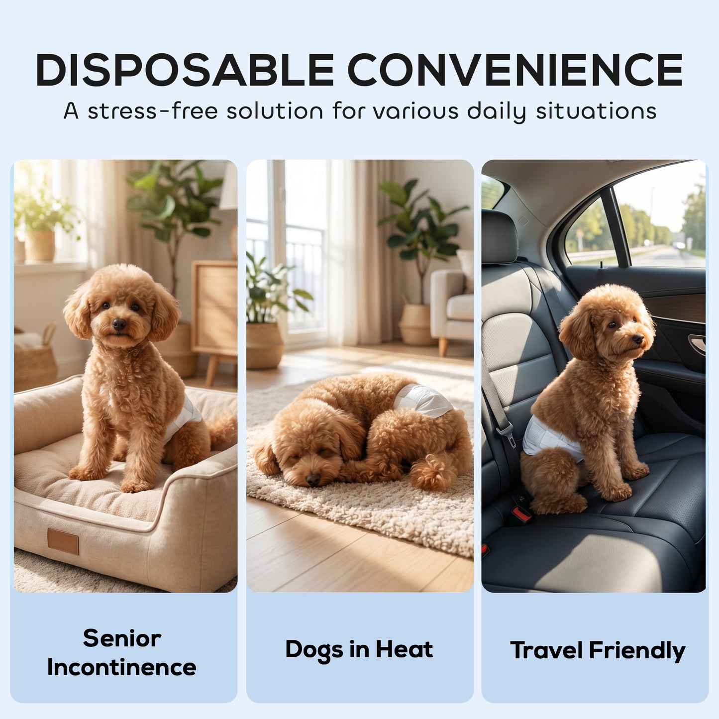 Disposable Dog Diapers Male, 48 Count Absorbent Dog Nappies, Puppy Sanitary Wraps Panties for Incontinence or Excitable Urination and Training, S, 30-48 cm