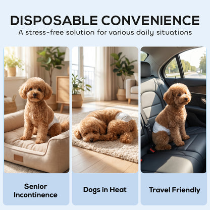 Disposable Dog Diapers Male, 48 Count Absorbent Dog Nappies, Puppy Sanitary Wraps Panties for Incontinence or Excitable Urination and Training, S, 30-48 cm