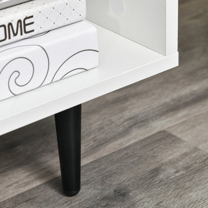 TV Stand Cabinet with Shelves and Cable Hole for Living Room, White