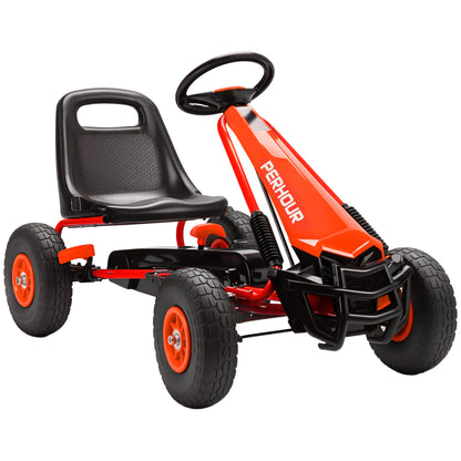Kids Pedal Go Kart with Adjustable Seat, EVA Tyres, Red