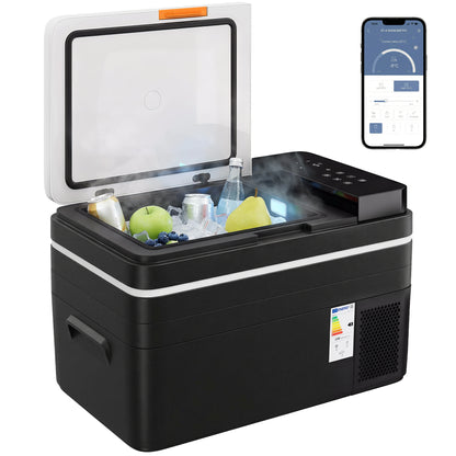 30L Compressor Car Fridge Freezer, Camping Refrigerator with App Control, 12/24V DC and 100-240V AC, Portable Electric Cool Box for Truck SUV Travel Camping, Black