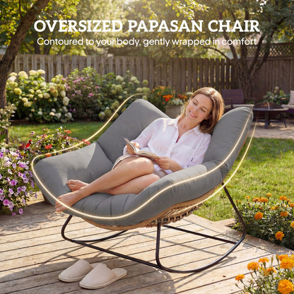 Indoor Outdoor Rocking Chair with Cushion, Grey