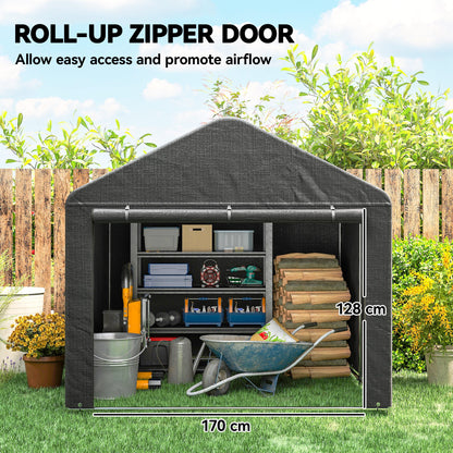 6.6 x 7.8ft Garden Storage Shed Tent Bike Tent, Dark Grey