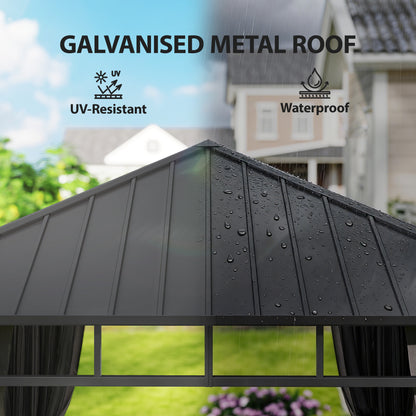 2.5 x 2.5 m Hardtop Gazebo with Galvanised Steel Roof and Sides