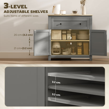 Sideboard Storage Cabinet with Adjustable Shelf, Drawer, Grey