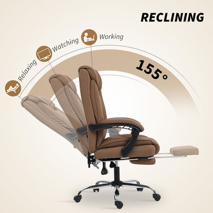 Pet-Friendly Leather Recliner Computer Chair with Footrest, Brown