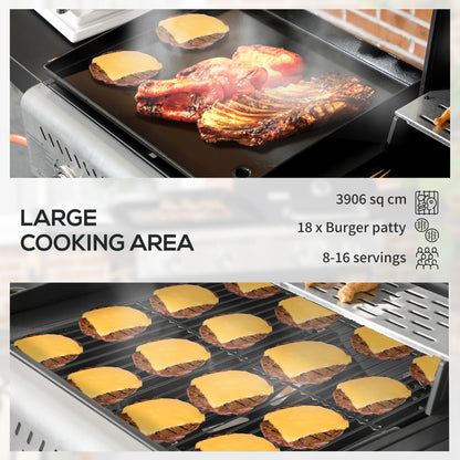 Gas Grill and Plancha with 12 kW 4+1 Burners for Garden Party