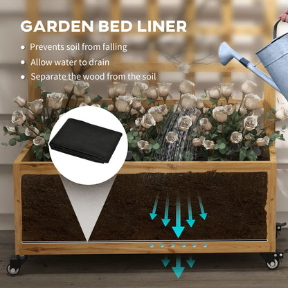 Warehouse Clearance Sale - Wooden Trellis Planter, Raised Garden Bed with Wheels and Bed Liner, to Climb and Grow Vegetables, Herbs and Flowers