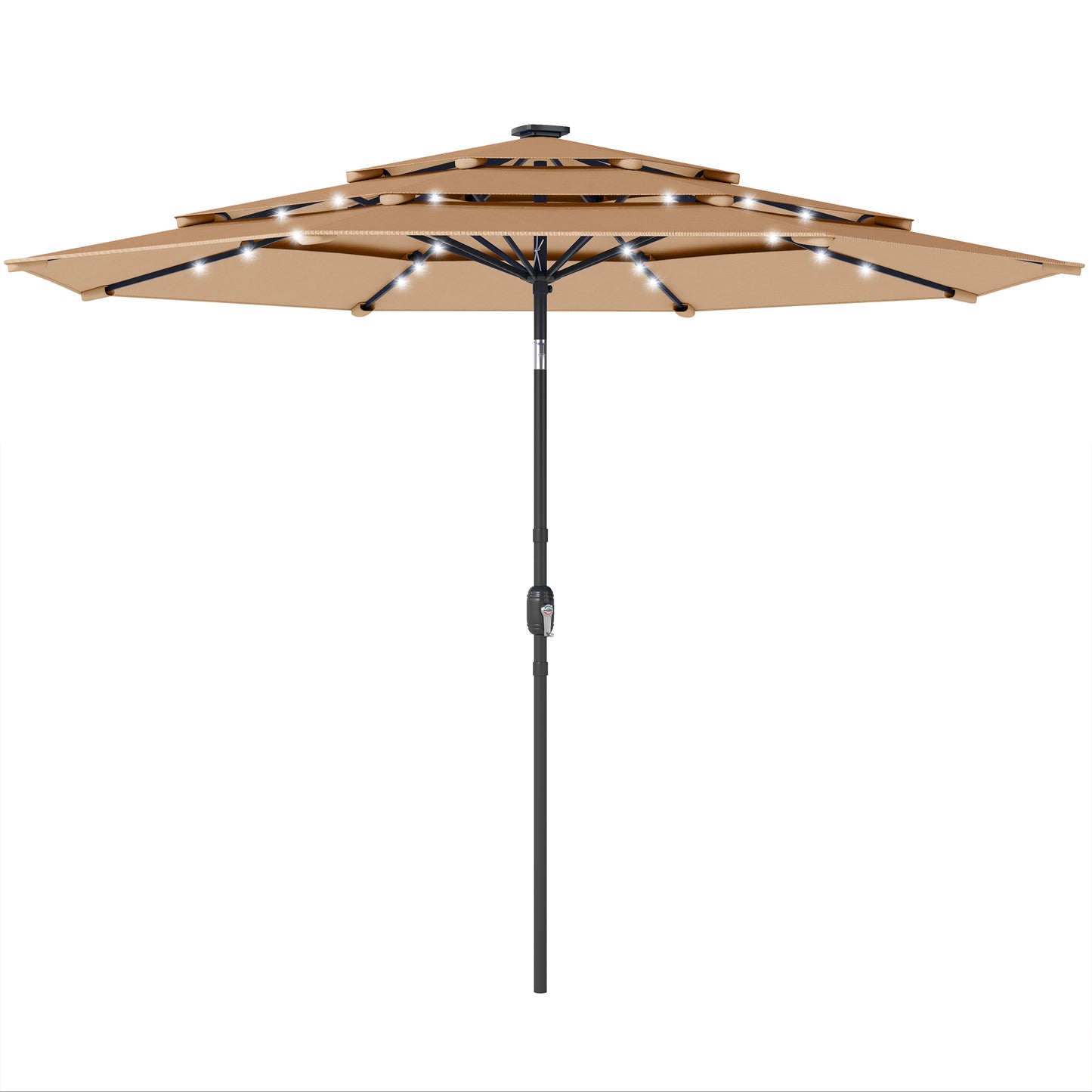 2.8 m Garden Parasol Umbrella with Light, Patio Umbrella, Khaki
