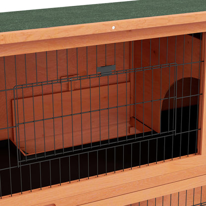 Wooden Rabbit Hutch Antiseptic Outdoor, for 1-2 Rabbits, Orange