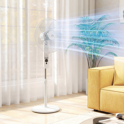 18" Pedestal Fan with Sleep Mode, Oscillating Standing Fan, White