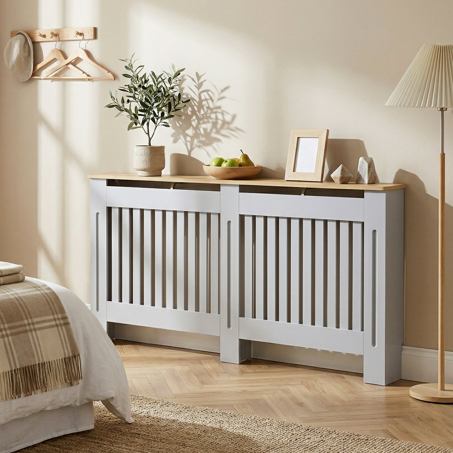 Radiator Cover Painted Slatted MDF Cabinet Lined Grill 172x19x81cm