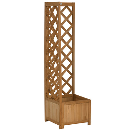 Wooden Planter with Corner Trellis, Raised Garden Bed, Brown