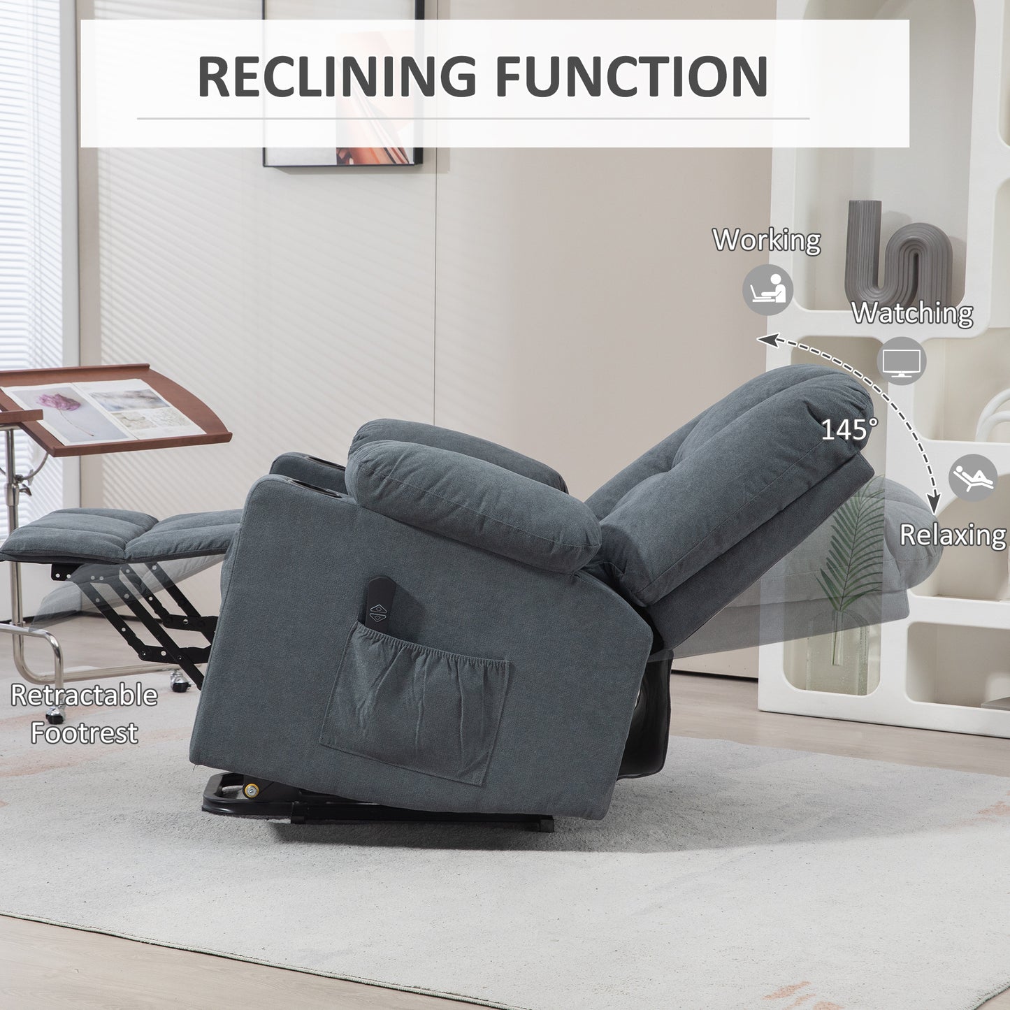 Riser and Recliner Chair w/ Remote, Lift Chair for Elderly, Grey