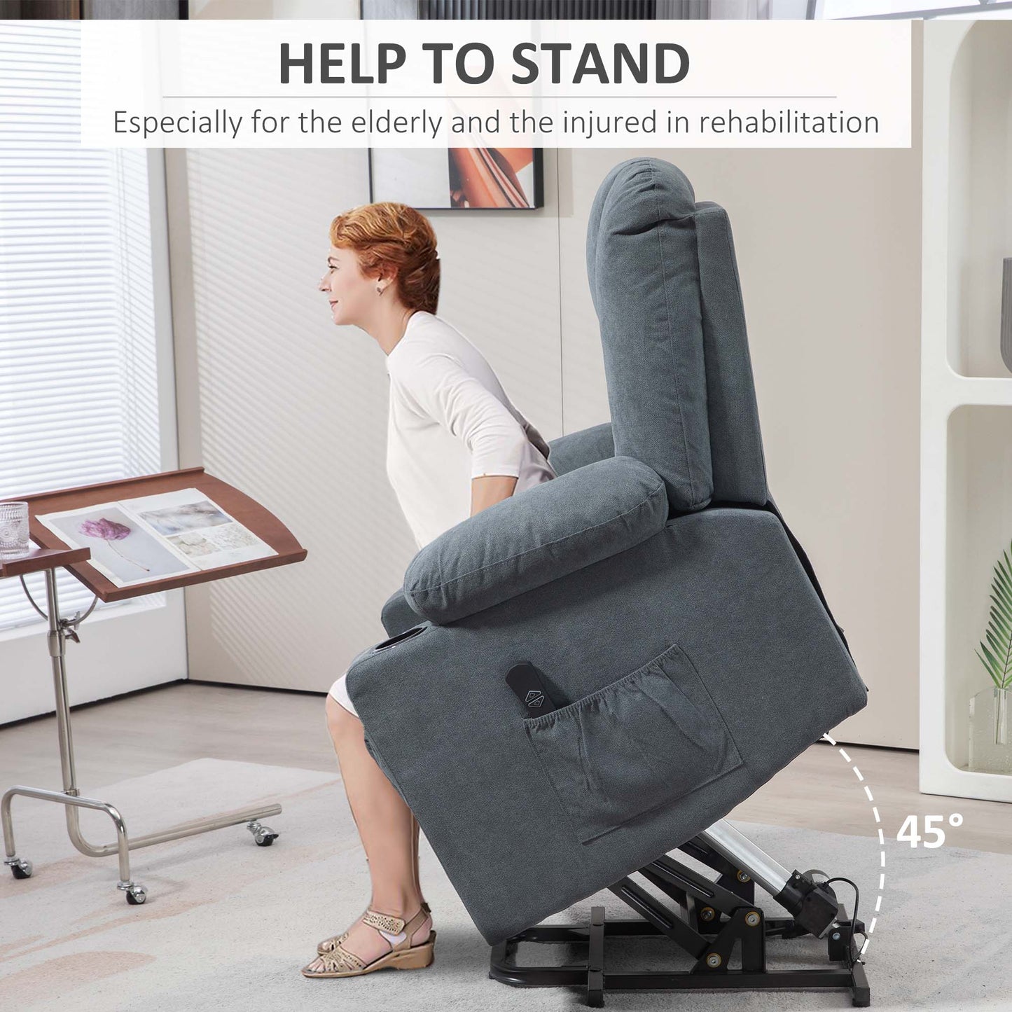 Riser and Recliner Chair w/ Remote, Lift Chair for Elderly, Grey