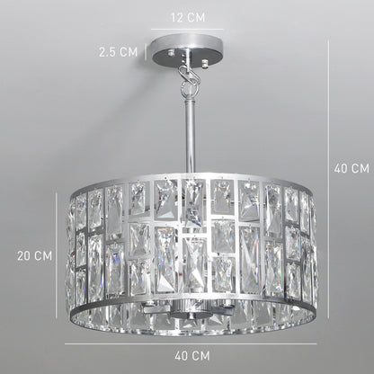 Flush Mount Ceiling Light, 3-Light Crystal Chandelier for Living Room