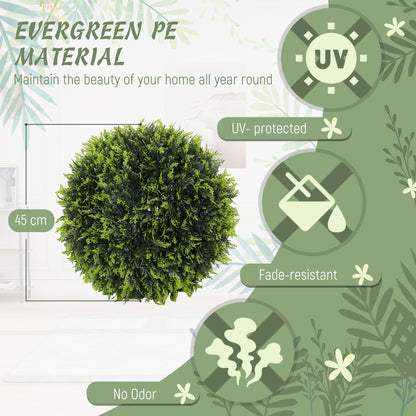 Set of 2 Artificial Plant Topiary Balls, Faux Plants for Decor, Green