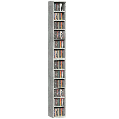 Set of 2 CD Storage Units DVD Shelf with Adjustable Shelves, Grey