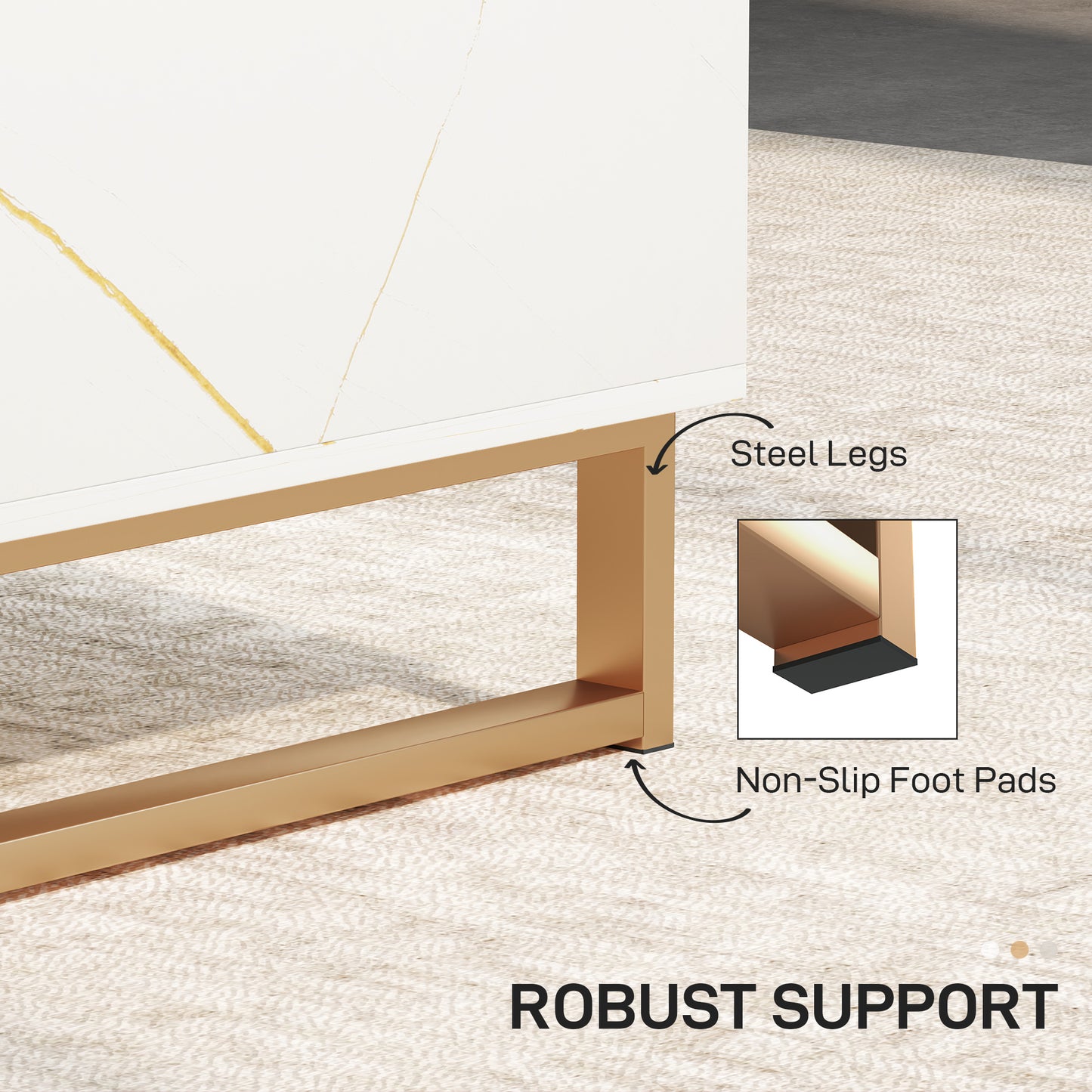 Coffee Table, Living Room Table with Drawer and Open Shelves, White
