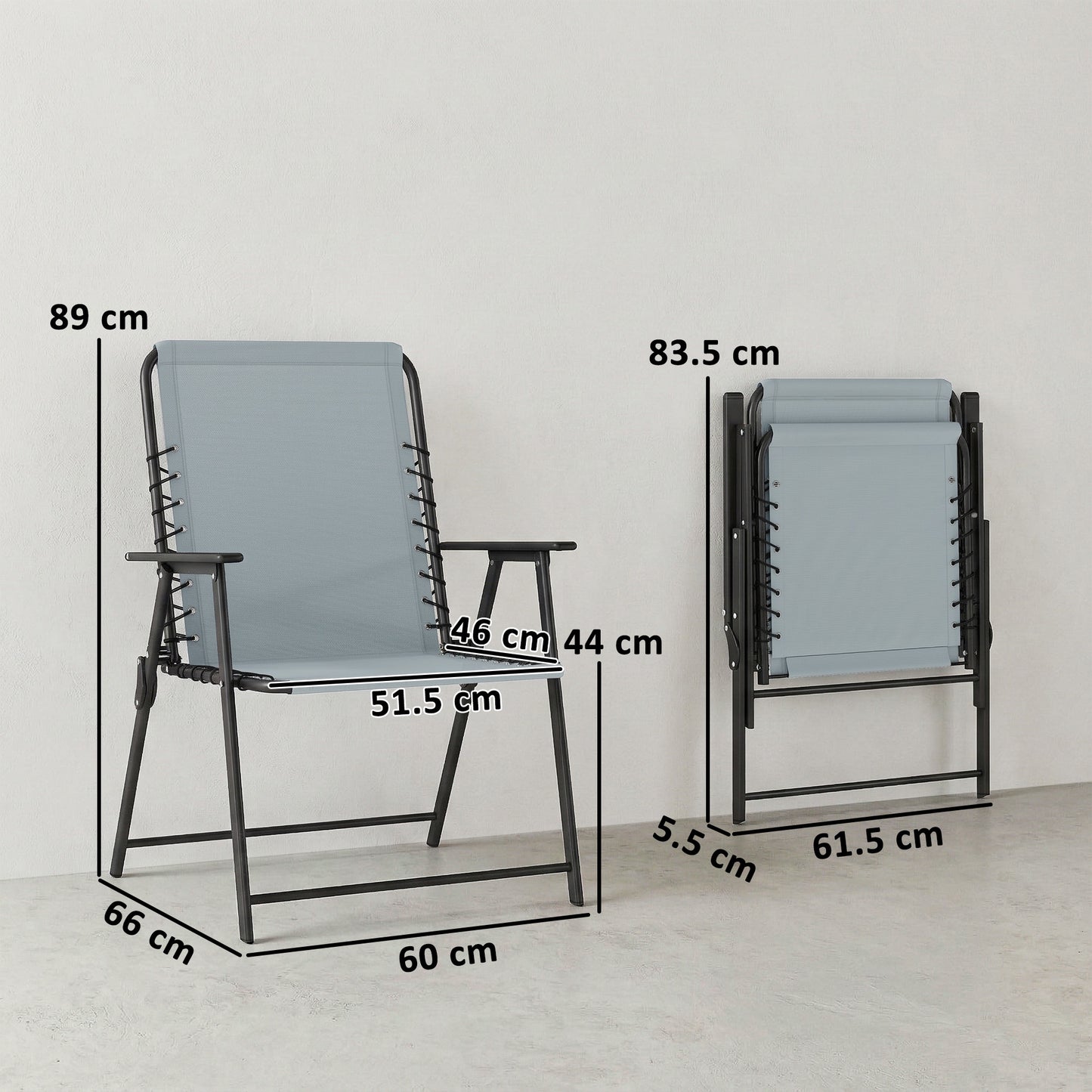 Folding Garden Chairs, Outdoor Chairs Set of 4, Light Grey