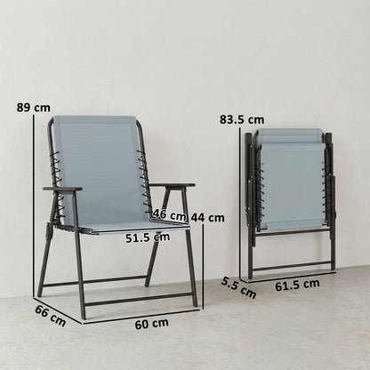 Folding Garden Chairs, Outdoor Chairs Set of 4, Light Grey