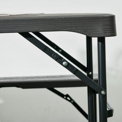 HDPE Picnic Table Set w/ Beer Table & 2 Benches for 6, Dark Grey