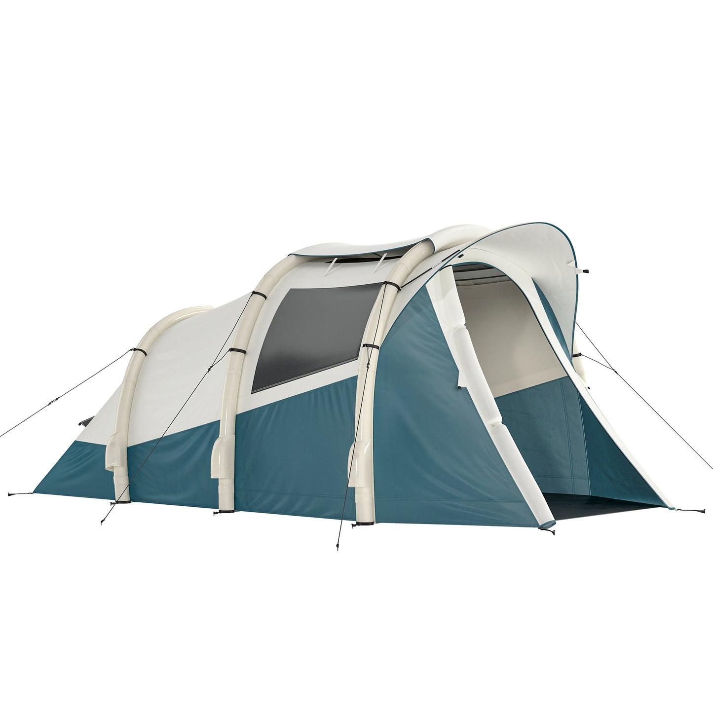 Inflatable Camping Tent w/ Air Pump, 2-3 Person Blow Up Tent Green