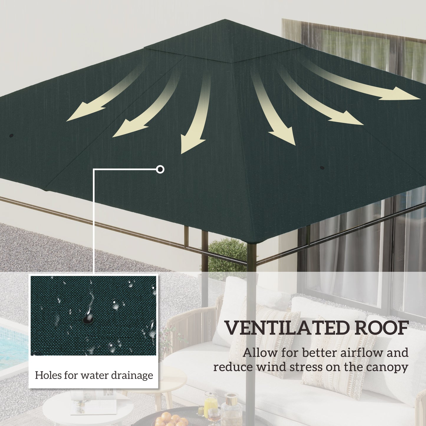 3 x 3 m Gazebo Canopy Replacement Cover, Gazebo Roof Replacement