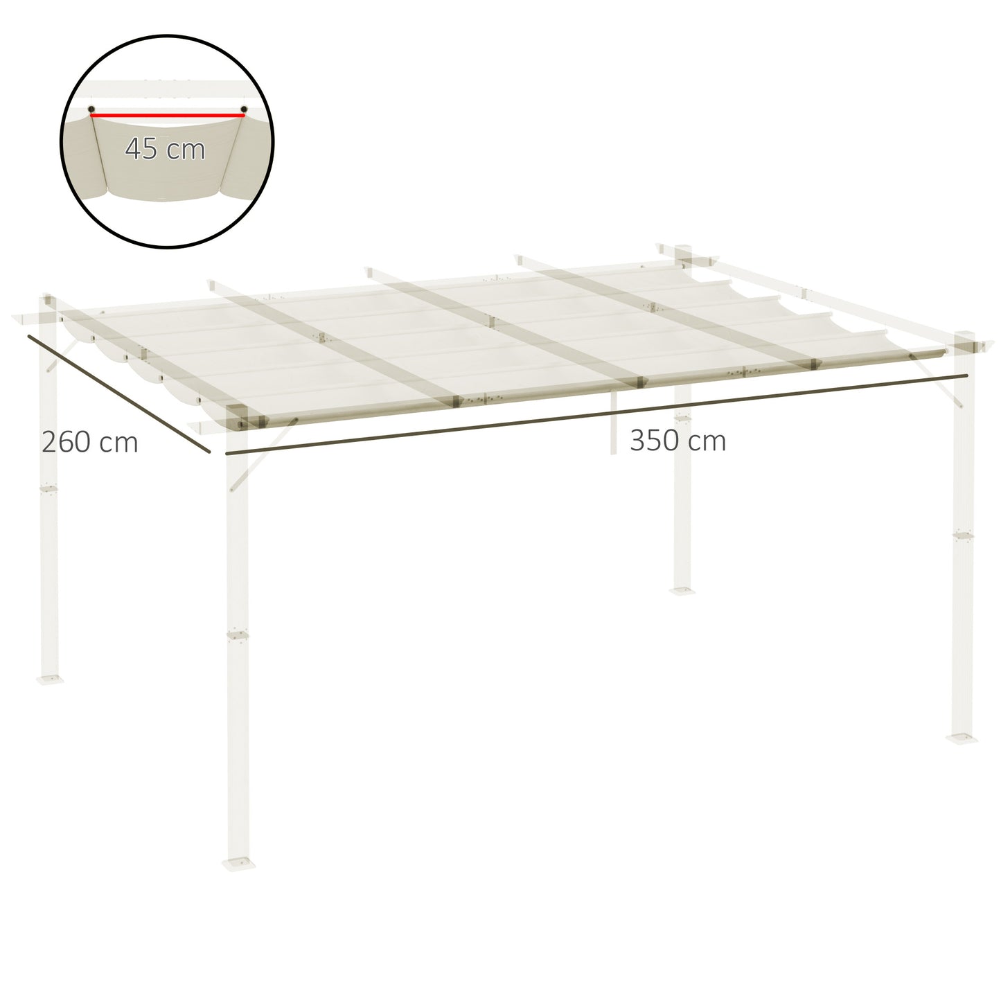 Pergola Shade Cover Replacement Canopy for 4 x 3(m) Pergola, Cream