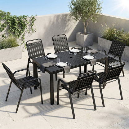 Garden Table and Chairs Set for 6 with Umbrella Hole