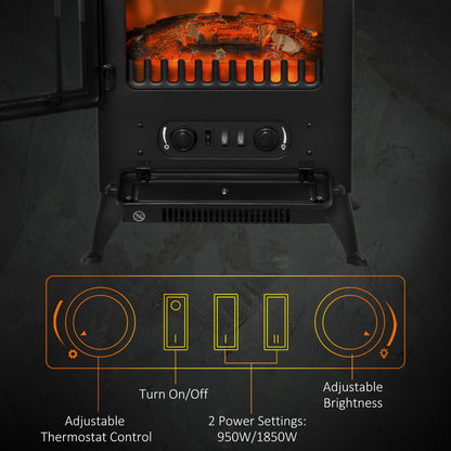 Fireplace Stove Heater Log Burning Flame Electric 950/1850W Living Room