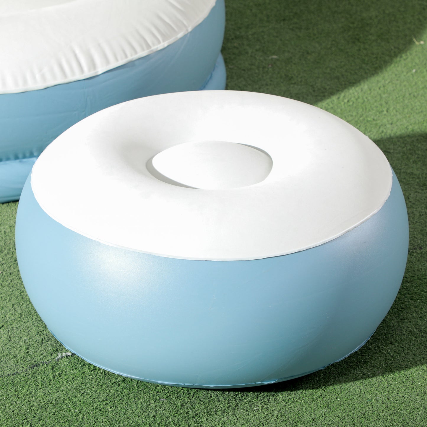 Inflatable Chair and Footstool for Gaming, Reading, Watching White