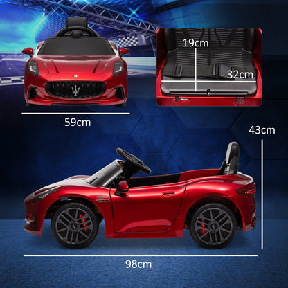 12V Maserati Gran Turismo Folgore Lincesed Kids Electric Car, Red