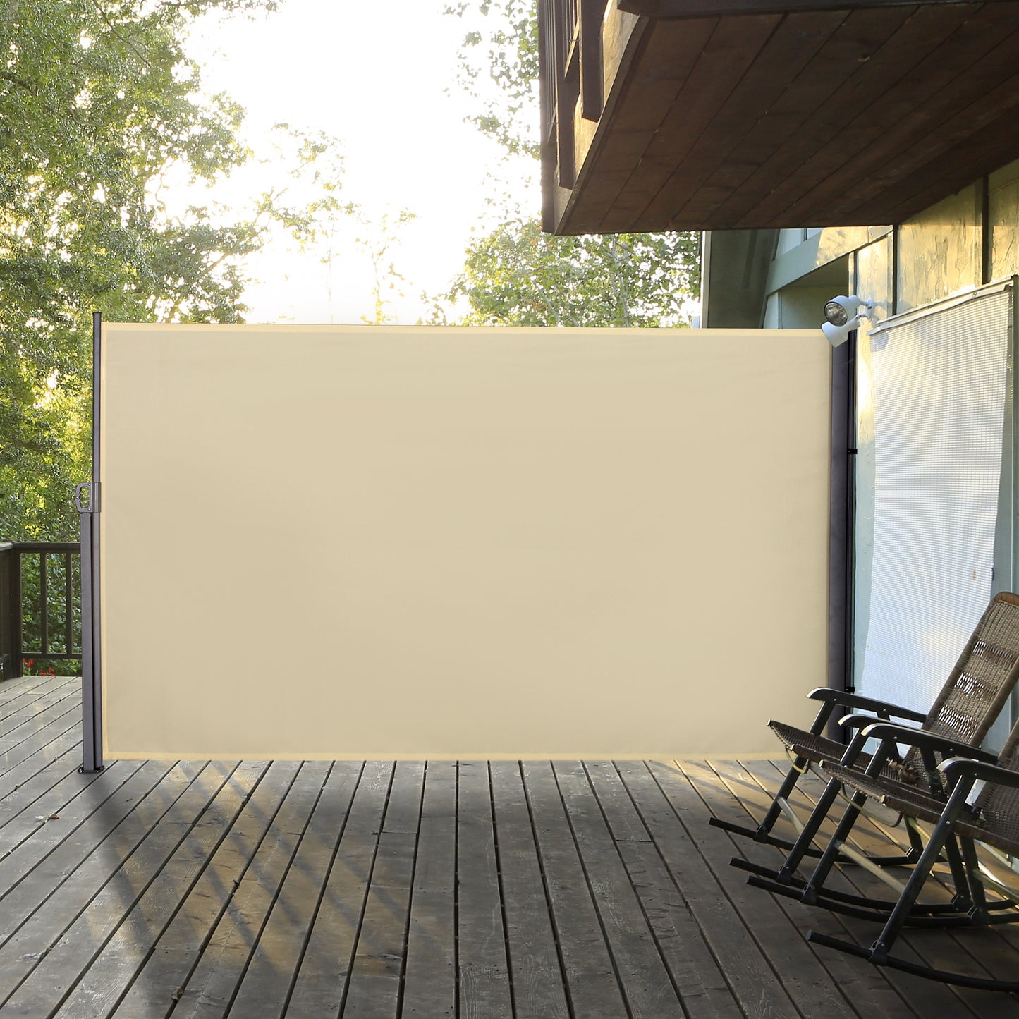 3x1.8M Retractable Side Awning Screen Fence Patio Privacy Divider Cream